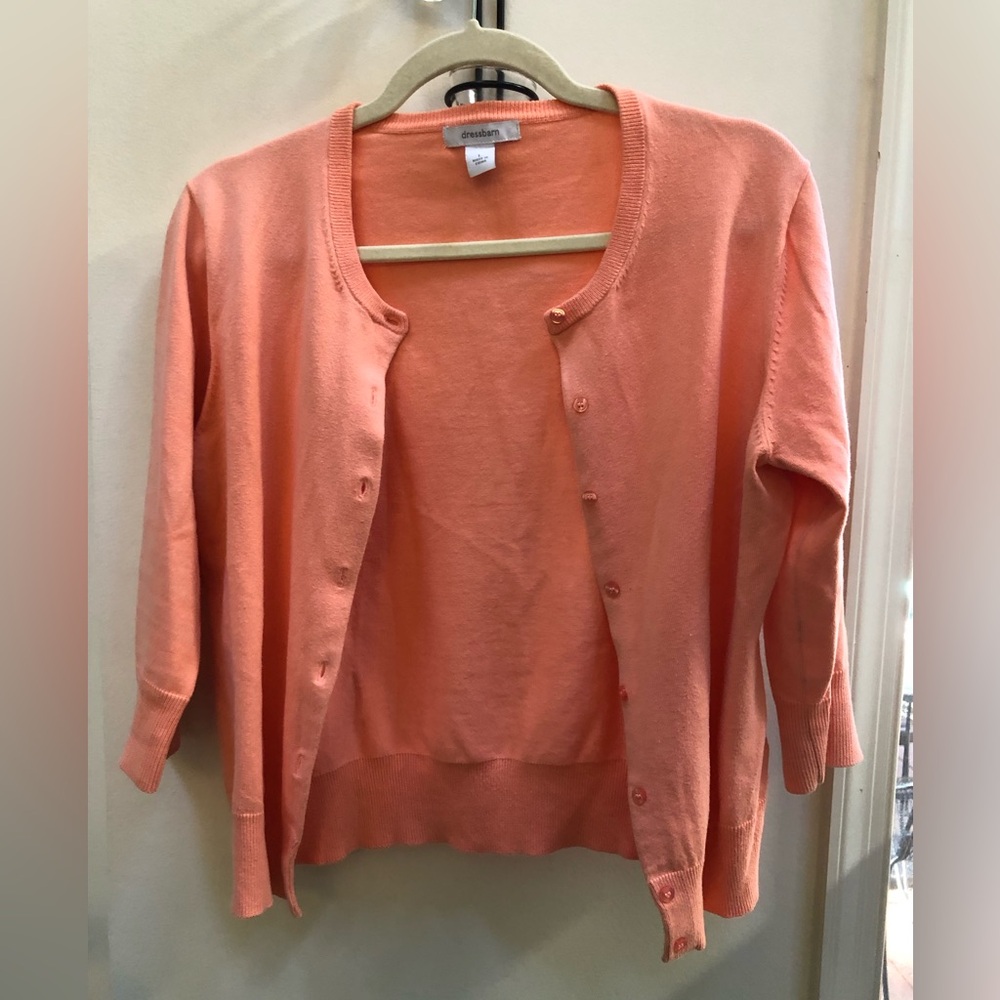 dressbarn Peach Cardigan Sweater